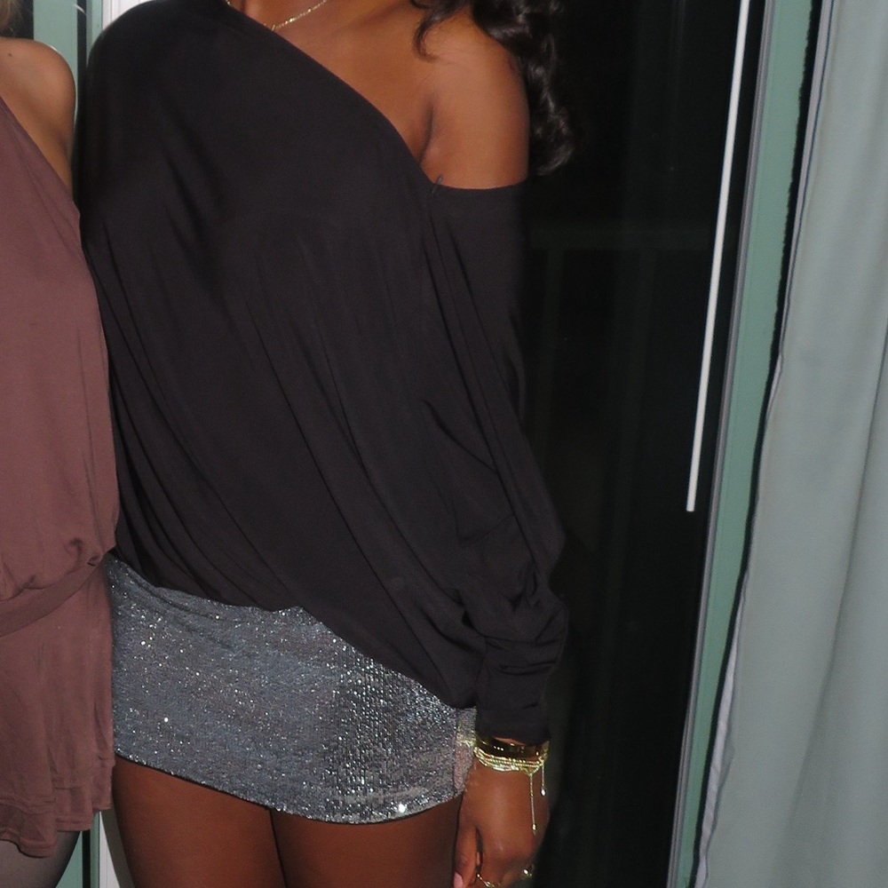 Black Off-Shoulder dress with Silver bottom